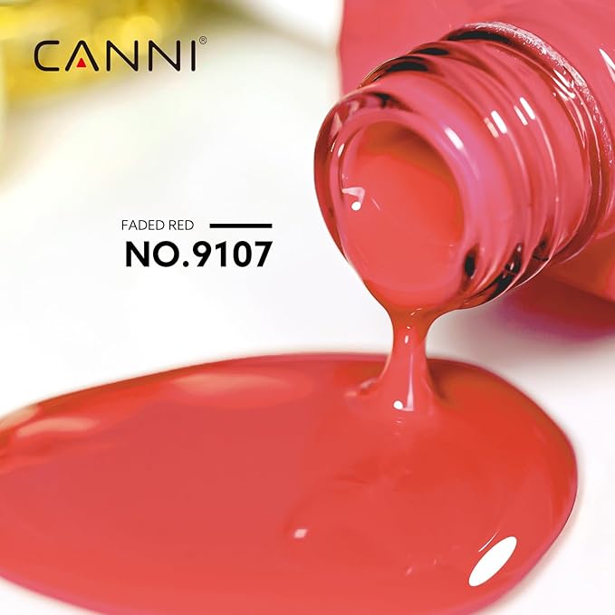 CANNI Red Gel Nail Polish, 1Pcs Orange Red Gel Polish Baby Pink Light Color High Gloss Soak Off U V Manicure Salon DIY