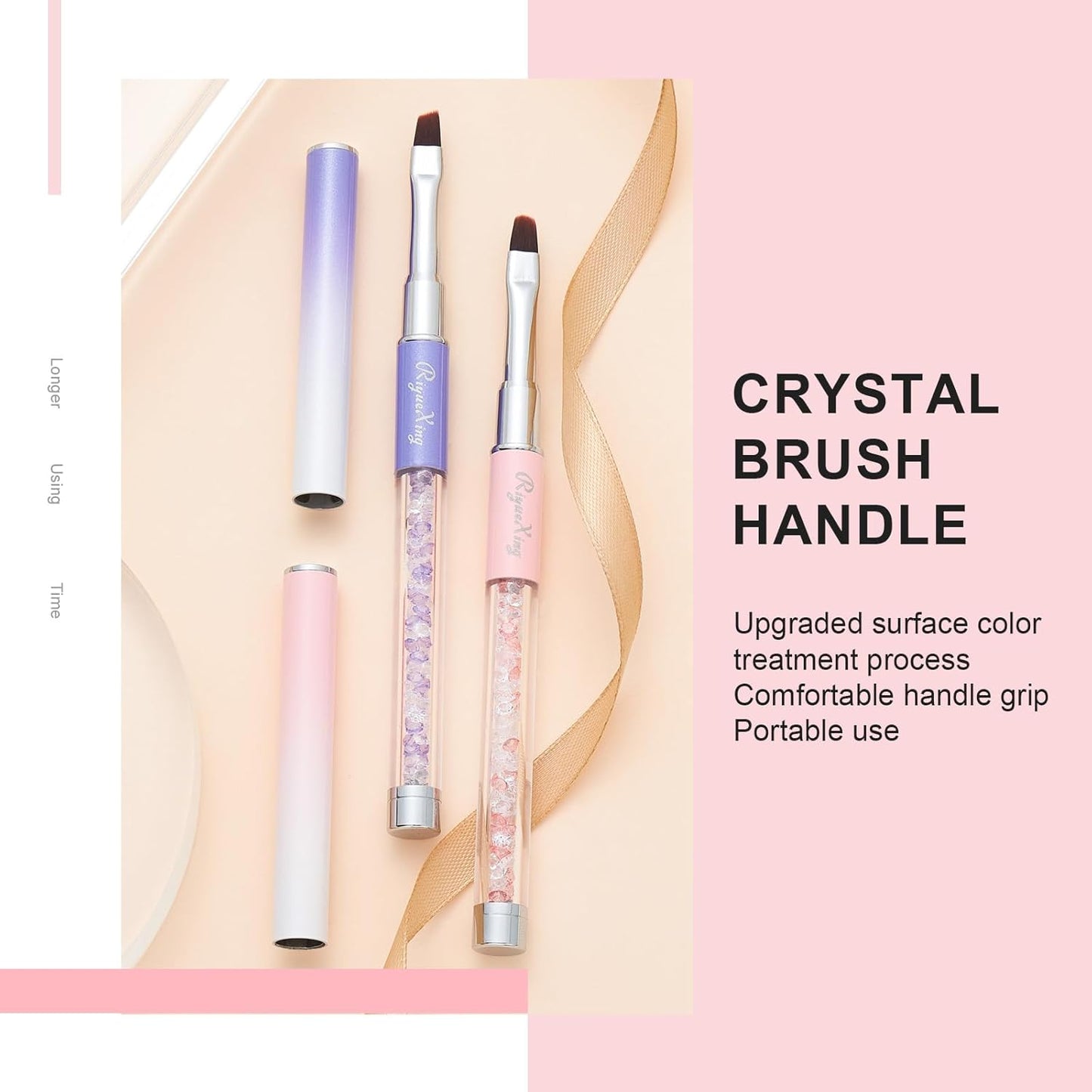 2PCS Nail Art Clean Up Brushes - Flat/Angled Nail Brushes for Cleaning Polish Mistakes on the Cuticles, Brushes for Nail Art and Designs Painting DIY