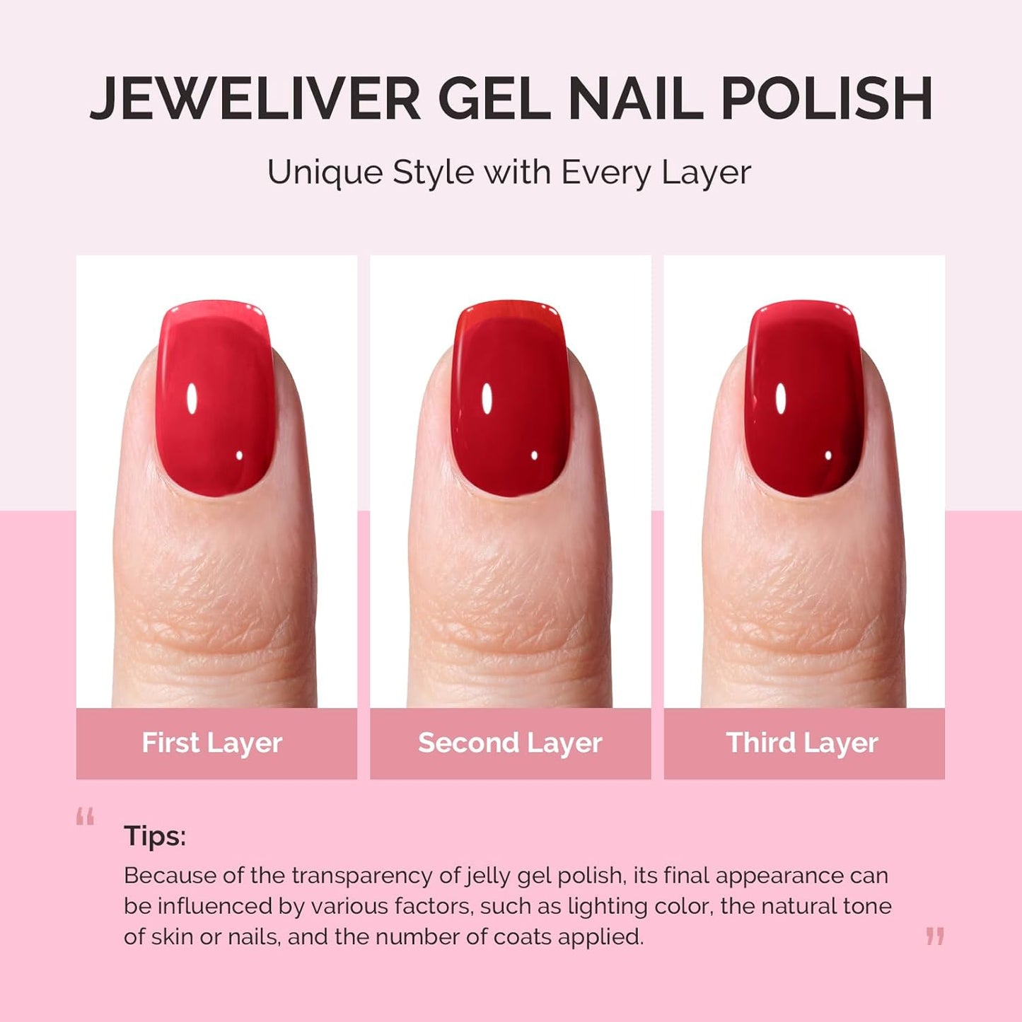MelodySusie Jeweliver Gel Nail Polish, 0.5Fl.oz Gel Polish Glassy Red Color Soak Off UV LED Light Cure Gift for Women Manicure Nail Art DIY at Home B6802