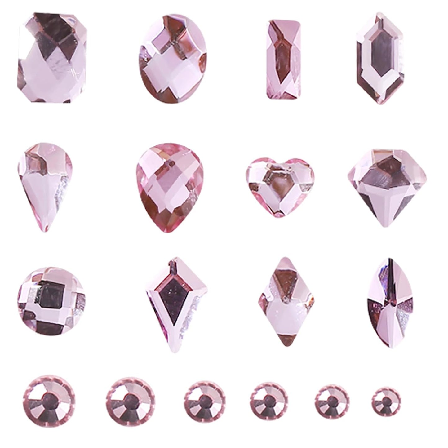HOINCO 3120 Light Pink Diamond Rhinestones, Crystal AB Flat Bottom Gemstones for Nail Art DIY Craft Decoration With Crayon Tweezers - 3D Mixed Size