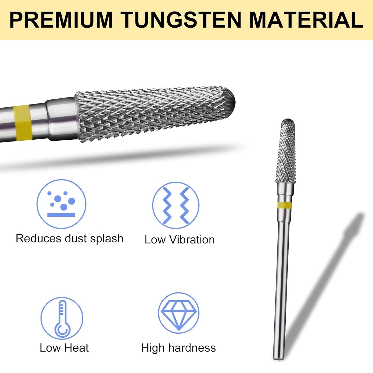 Tapered Nail Drill Bits,Cone Shape Tungsten Carbide Electronic Nail Drill Bit for Acrylic Gel Nails Dual Nail Form Remove,3/32 Inch Nail Bit for E-File Nail Drill(Extra Fine)