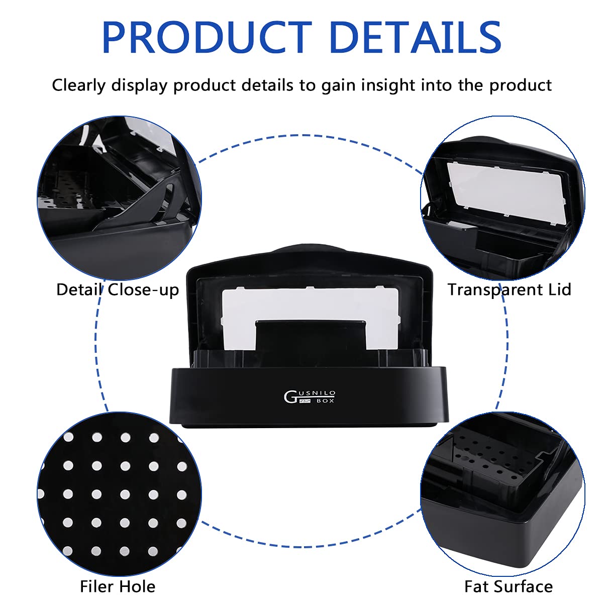 Gusnilo nail art tools sterilizer box for nail tools, tweezers, hair salon, spa and trimmer manicure equipment (1 piece, black)