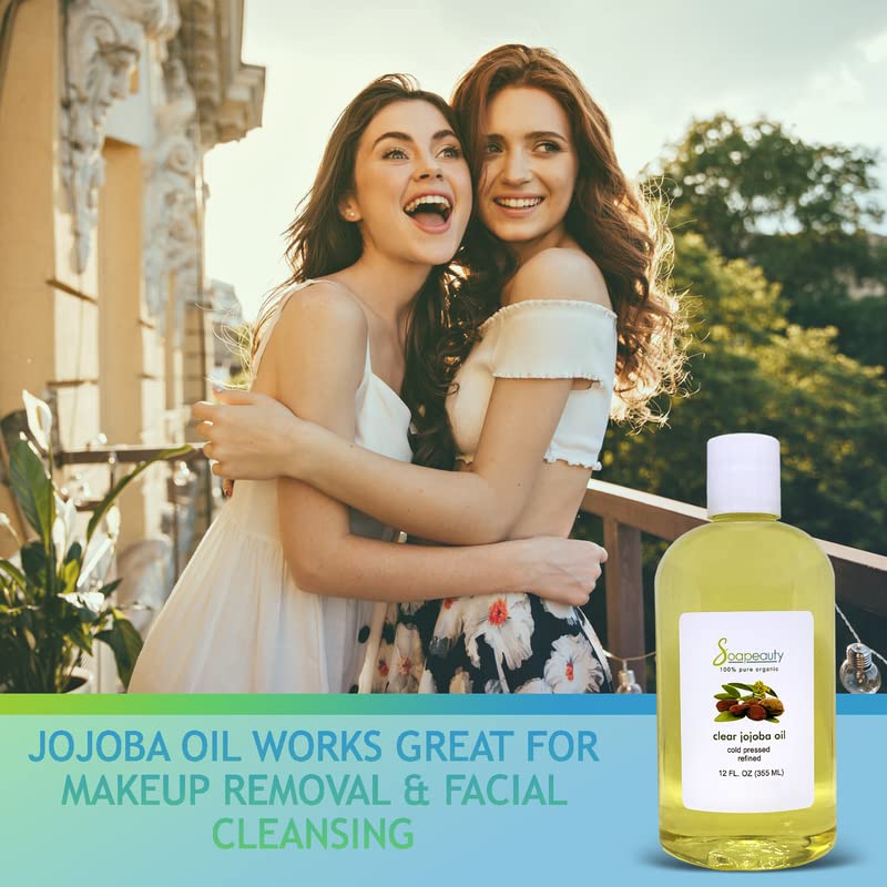 Soapeauty Clear Jojoba Oil | 100% Pure & Natural | Refined, Cold Pressed, Hexane Free | Moisturizing Oil for Skin, Face, Hair & Nails | 12 fl oz