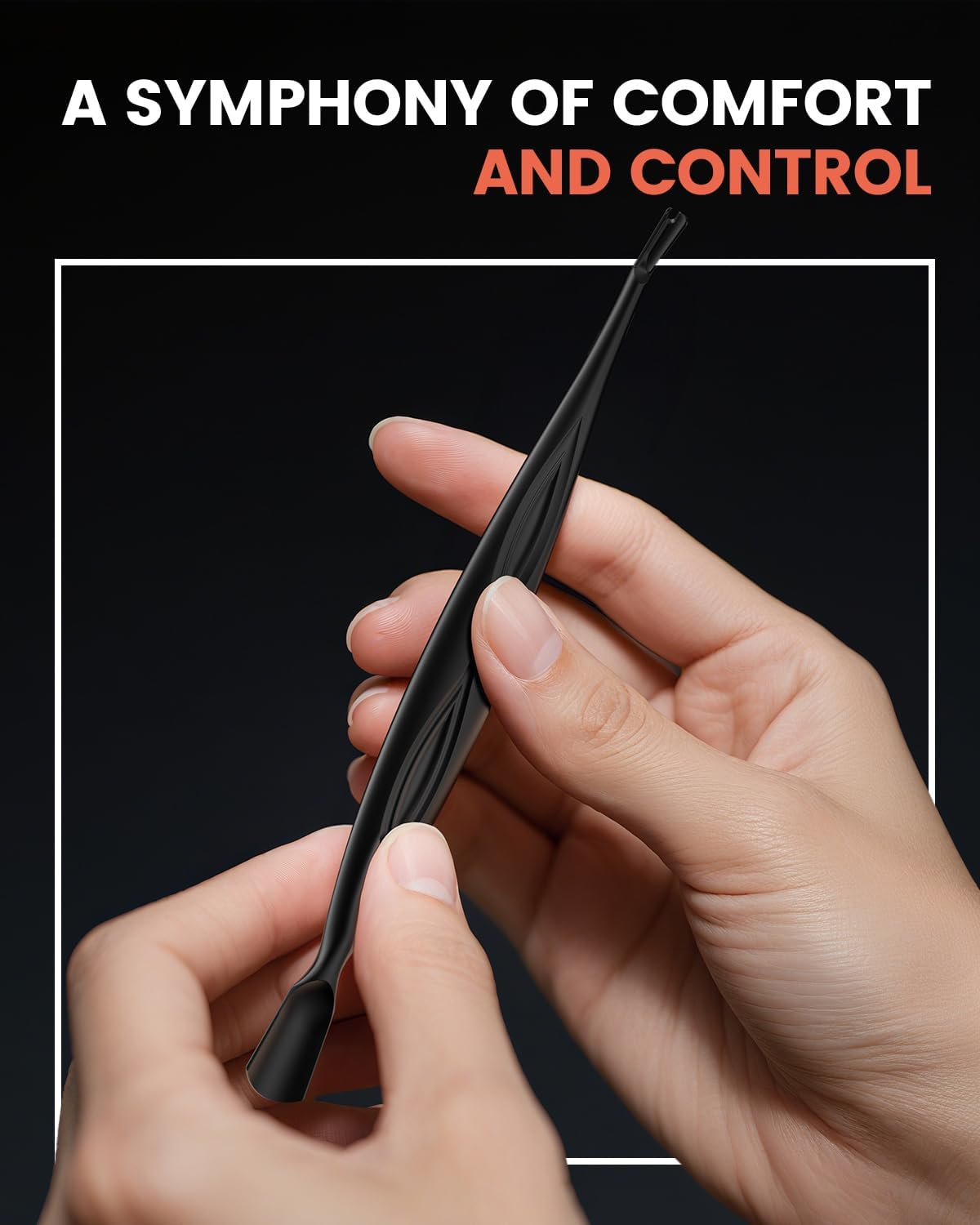BEZOX Cuticle Trimmer - Elegant Precision Cuticles Pusher & Fork, Dual-Ended Stainless Steel Nail Cuticle Stick for Exquisite Manicures and Pedicures - Black
