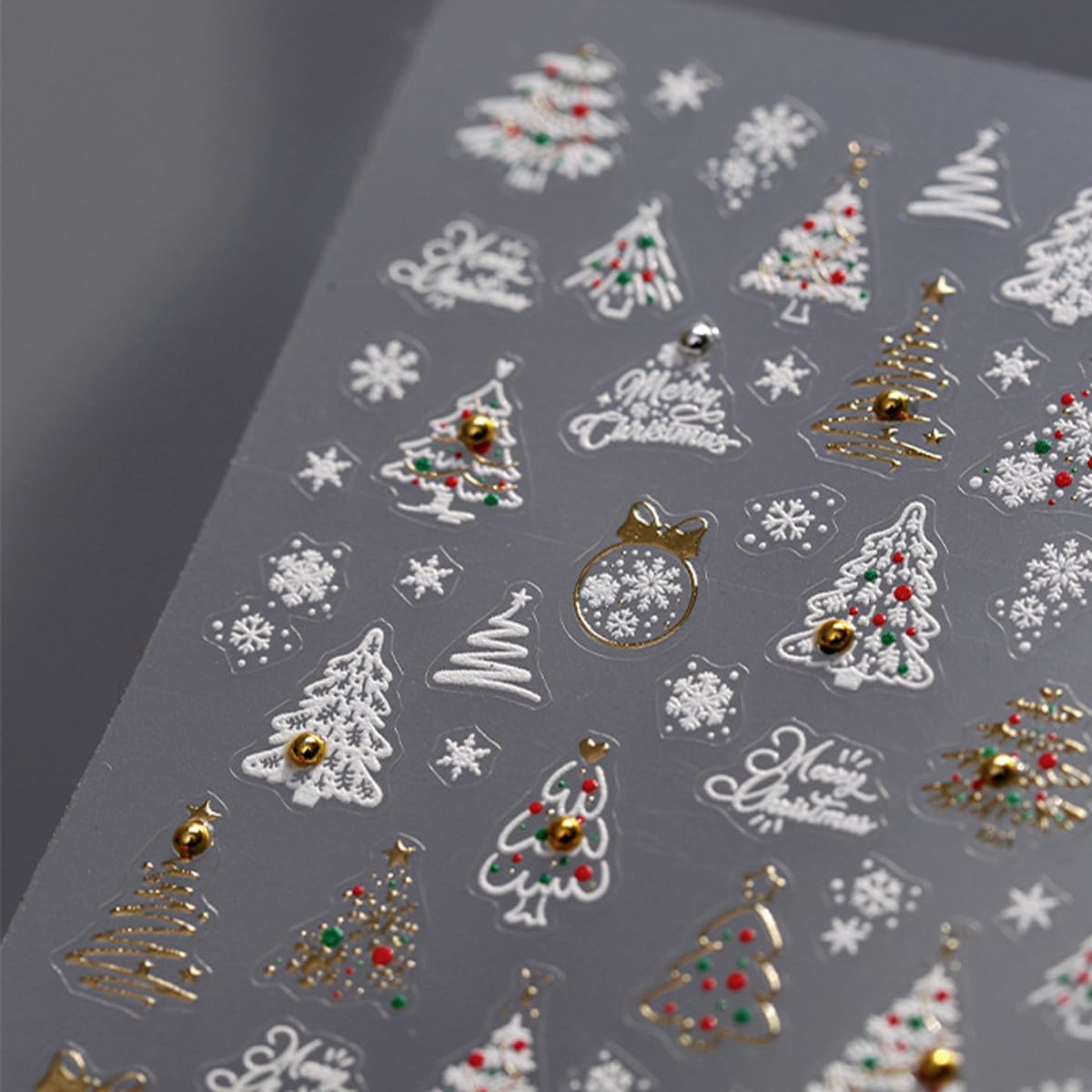 Christmas Nail Stickers 5D Embossed Xmas Tree Nail Decals with Rhinestones Snowflake Winter Nail Design Self-Adhesive Holiday Nail Art Decoration for Women Girls Nail Art Decoration