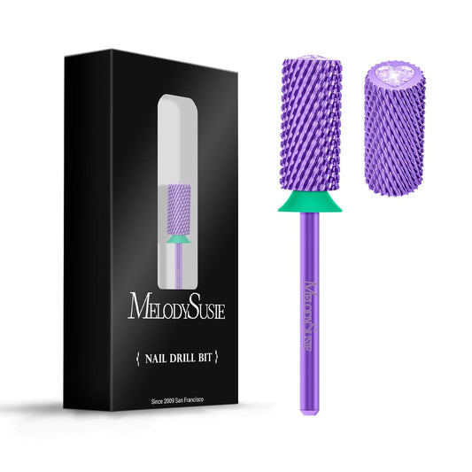 MelodySusie Large Barrel 3/32'' Tungsten Carbide Nail Drill Bit, Crystal Top Purple Heart Shape, Fast Remove Acrylic Gel, Cuticle Gel Polishing for Manicure Pedicure, Purple, Series Bit-S, Coarse