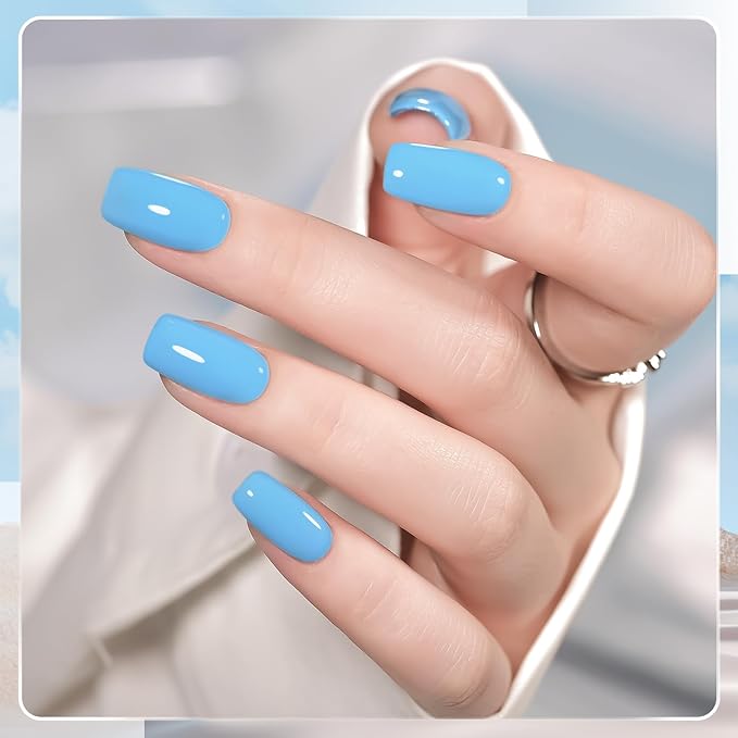GAOY Blue Gel Nail Polish, 16ml Soak Off Gel Polish, UV Light Cure for Nail Art DIY Manicure at Home, 2454 Summer Sky