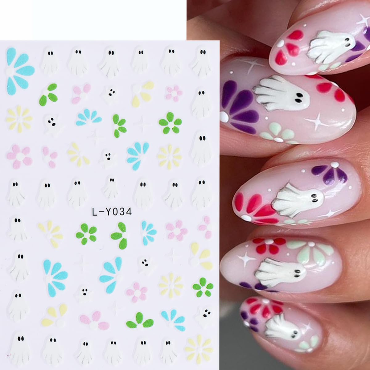 Halloween Luminous Nail Art Stickers Glow in The Dark Nail Stickers 5PCS Skulls Ghosts Pumpkin Design Nail Decals Nail Art Supplies Spider Web Bat Flower Halloween Stickers for Women Nail Decorations