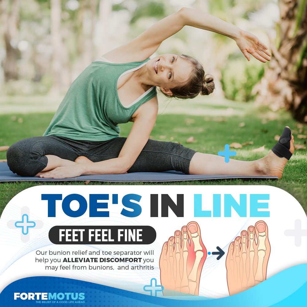 FORTEMOTUS Bunion Corrector, Two Level Bunion Splint Big Toe Separator for Pain Relief, Hallux Valgus, Overlapping toe, Big Toe Straightener Day & Night Support for Women & Men (2 Pics)