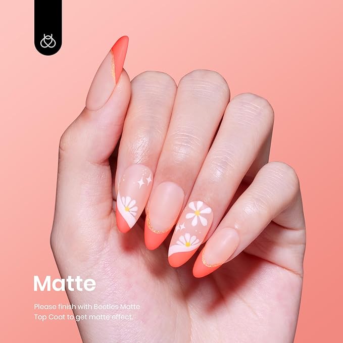 Beetles Peach Gel Nail Polish Carly Coral Orange Color Soak Off UV LED Nail Lamp Gel Polish 15 ml Each-Summer Nail Art DIY Manicure Gift for Women Girls