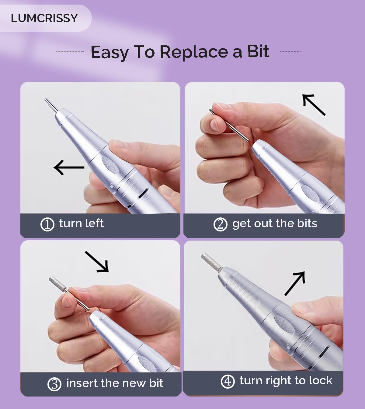 Professional Nail Drill, Lumcrissy 35000RPM Professional Nail File Machine, Rechargeable Efile for Acrylic Gel Nails with Ceramic Drill Bits Set& Sanding Bands for Manicure Salon Home Use