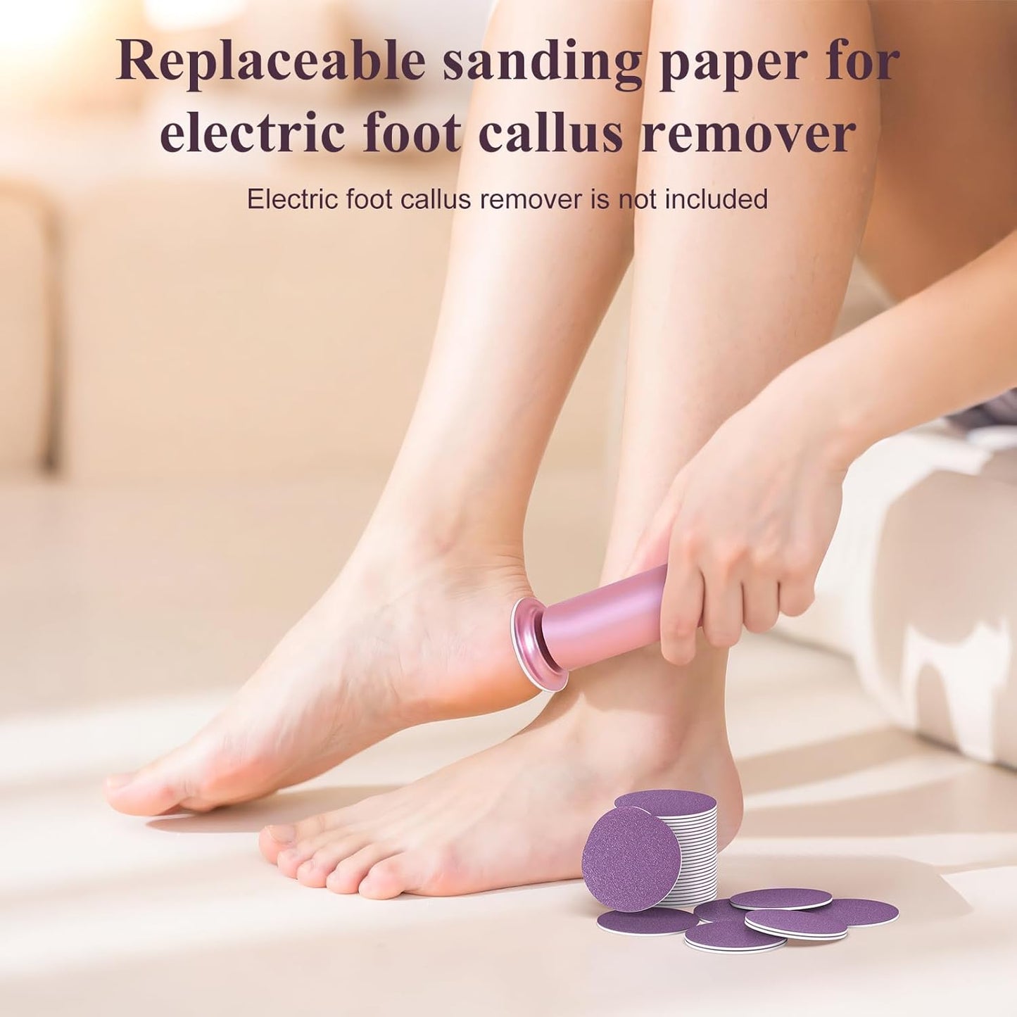 60pcs Replaceable Sanding Paper, Replacement Sandpaper Refill Discs for Electric Foot File Callus Remover (Replaceable Sanding Paper Purple)