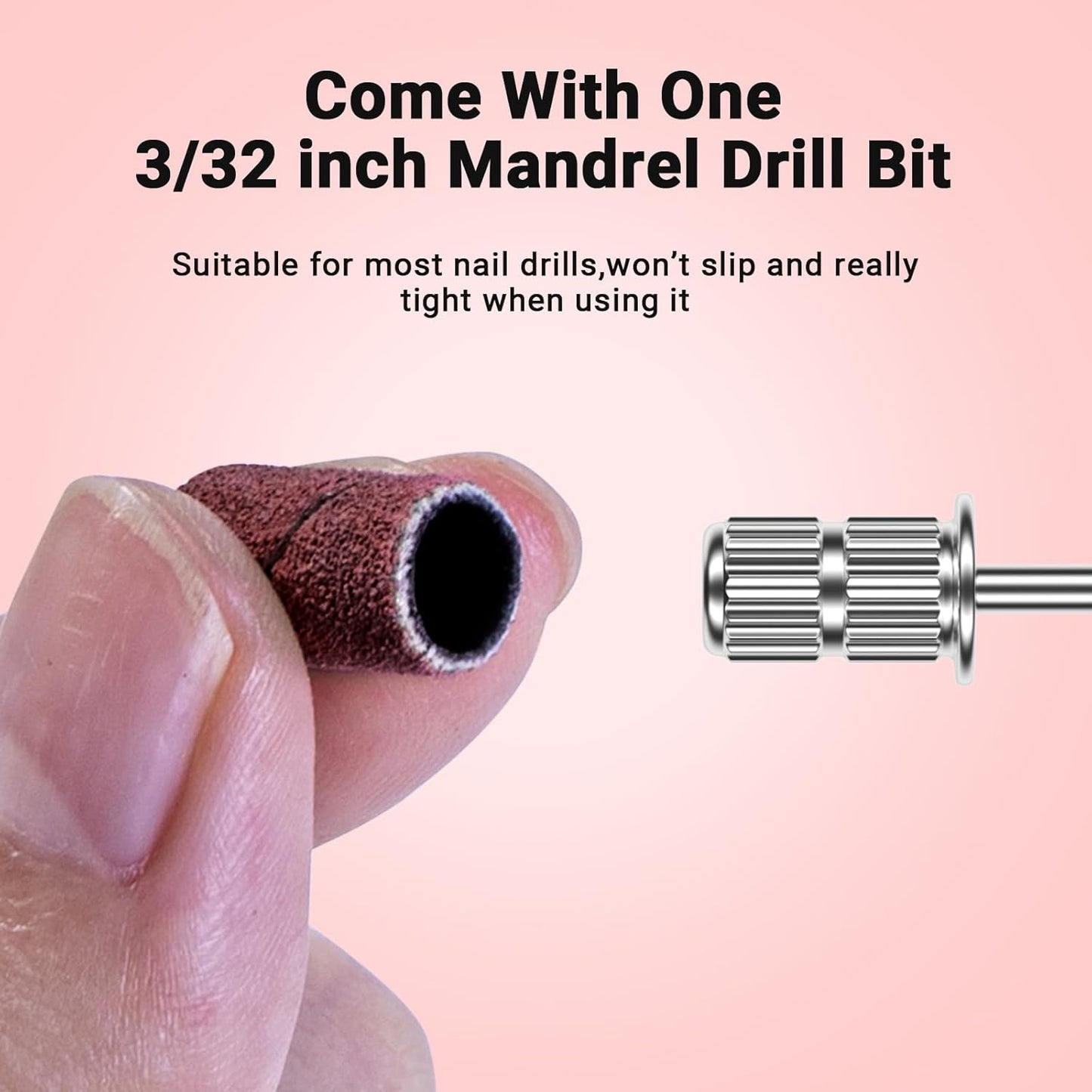 MelodySusie 100 Pcs Nail Drill Bits Sanding Bands for Nail Drill 150 Medium Grit Nail File Sanding Bands for Acrylic Nails Gel Manicures and Pedicure