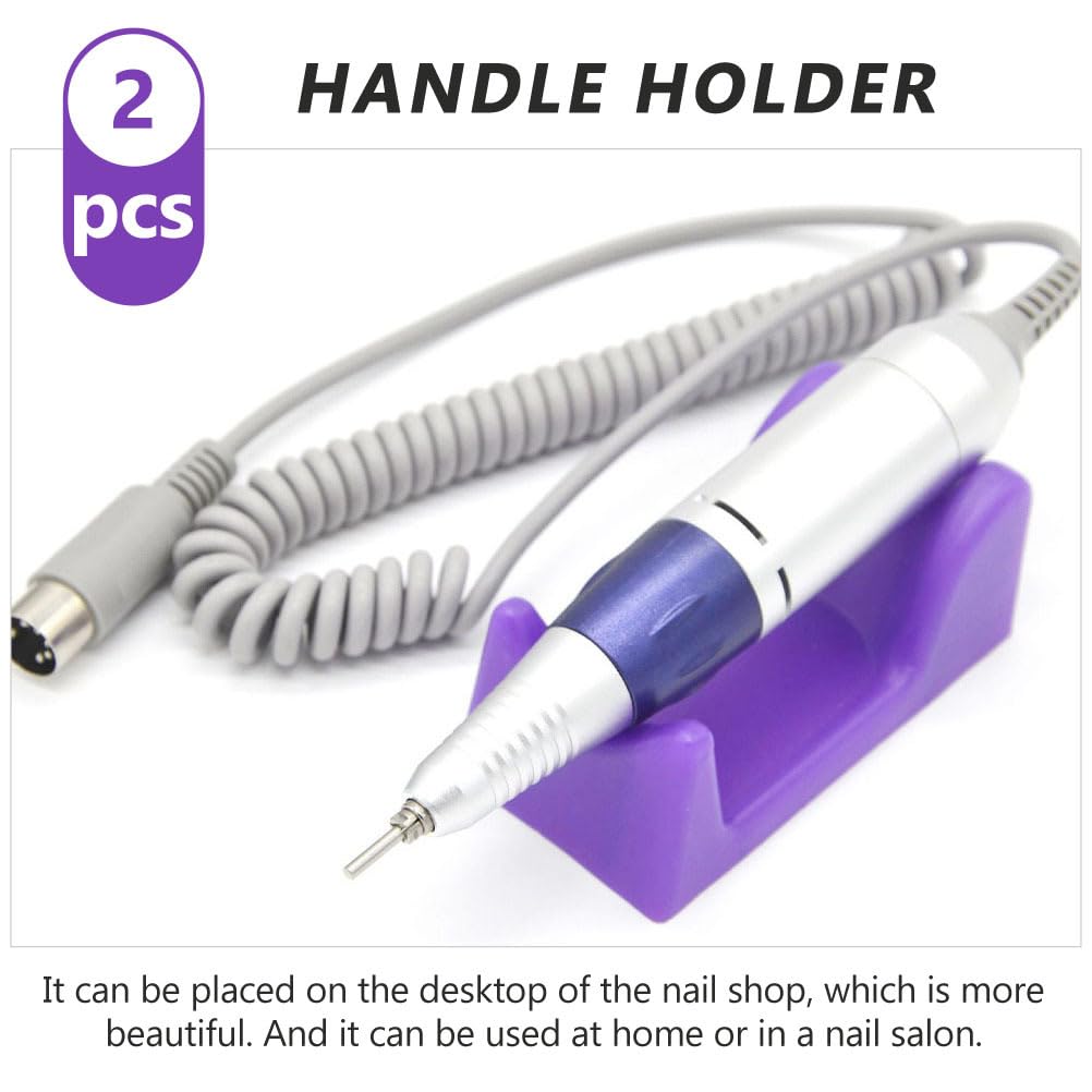 Nail Drill Holder Stand: 2pcs Portable Polishing Grinding Handle Rack Brackets - Manicure Tool for Nail Salon Home Lover, Random Color