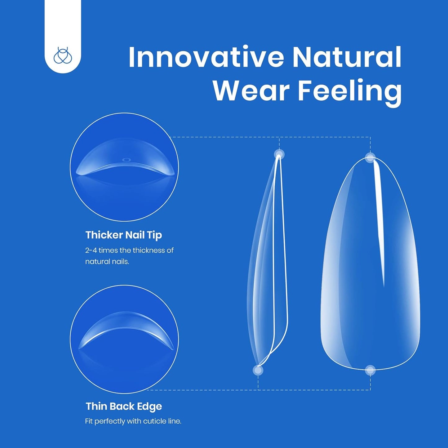 Beetles Gel Nail Tips Almond Medium Shape Nails, 500Pcs Pre Shaped Soft Nail Tips Clear Full Cover False Nails for Gel Nail Polish Soak Off Easy Nail Extensions Press on Nails
