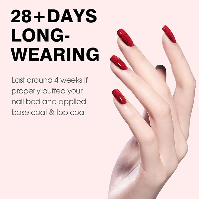 CANNI Wine Red Glitter Gel Polish – 9ML Sparkly Soak-Off UV/LED Gel Nail Polish for French Manicure, DIY or Salon Use