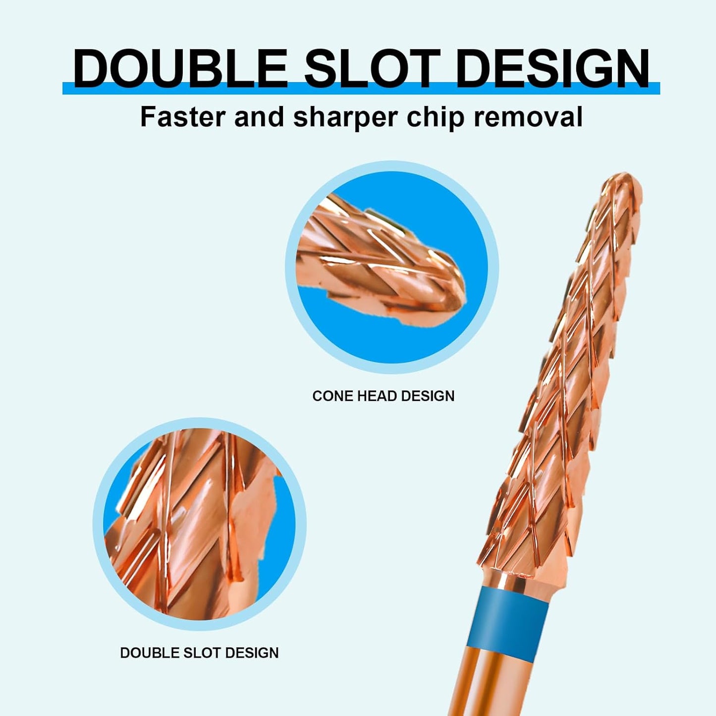 3/32" Small Cone Clean Medium Grit Carbide Cuticle Cleaner Bit for Electric Nail Drills – Professional Manicure Tool for Nail Salons and Home Use (M Grit. Rose Gold)