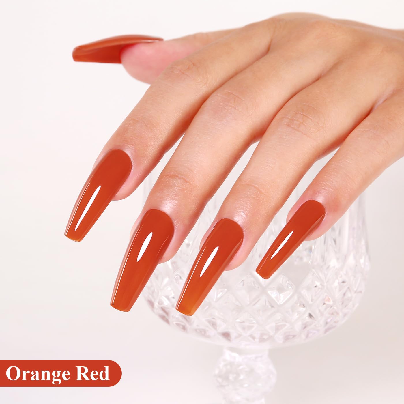 Imtiti Orange Gel Nail Polish, Orange Red Gel Polish High Gloss Soak Off UV LED Nail Gel Polish Red Maple Leaf Autumn Winter Gel Polish Nail Art Manicure Salon DIY Design Gel Nail Kit 10ML