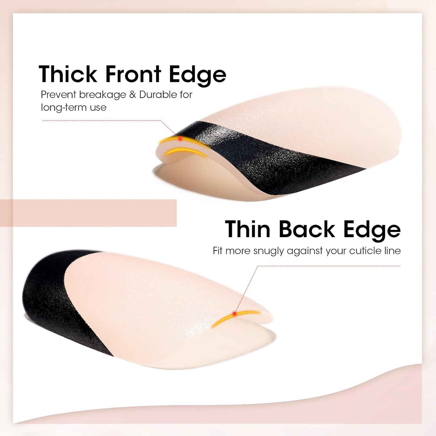 Gellen French Tip Press on Nails, Soft Medium Square French Gel Nails 150 Pcs, Classic Pink French Tip Nails, 3 in 1 No Need to File Natural Full Cover Tips 15 Sizes, Glue On Nails for Women Nails Art