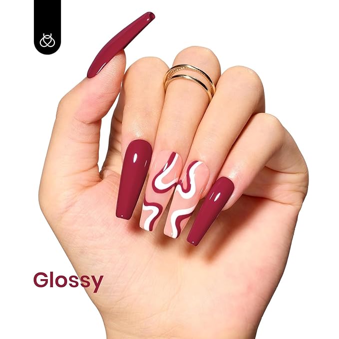 Beetles Red Gel Nail Polish - Dark Red Color Soak Off Mulled Wine Gel Polish Retro Modern 1Pcs 15ml Nail Art Manicure Fall Salon