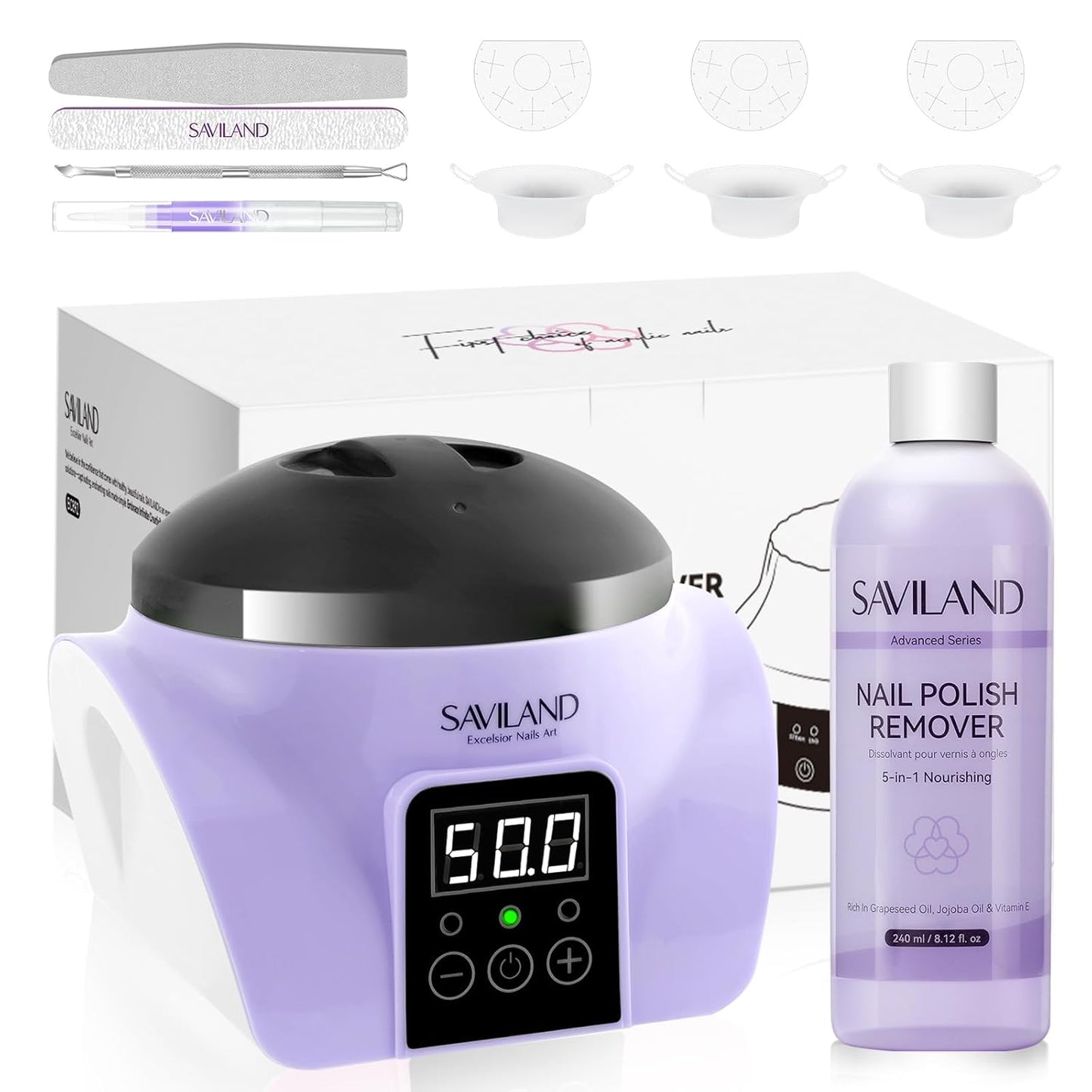 Saviland Essentials Nail Polish Remover Machine: Nail Soaking Bowl & Acetone Nail Polish Remover Gel Nail Remover Machine with Nail Soak off Bowl Soaker Tech Acrylic Nail Remover Steam Salon Home DIY