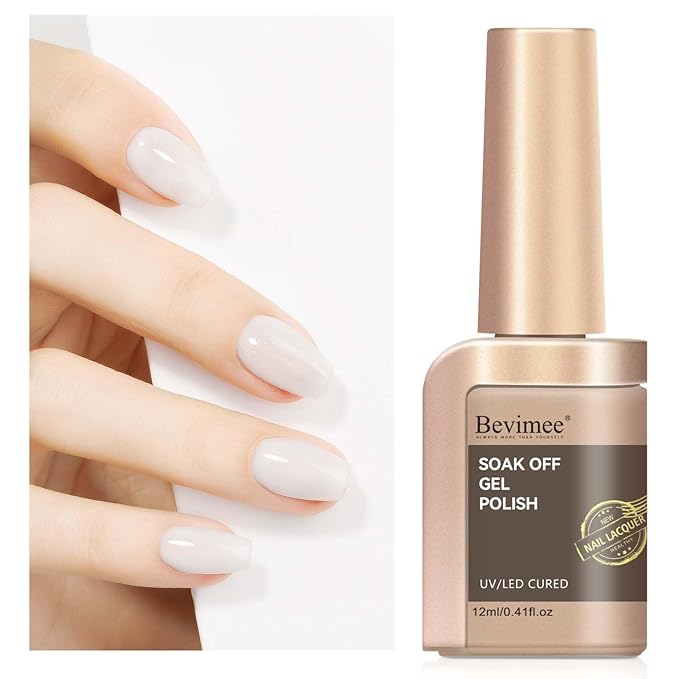 Shimmer Gel Nail Polish, Milky White Holographic Jelly Gel Polish Natural Translucent Color Soak Off UV Neutral Gel Polish for Nail Art Salon at Home, 12ML