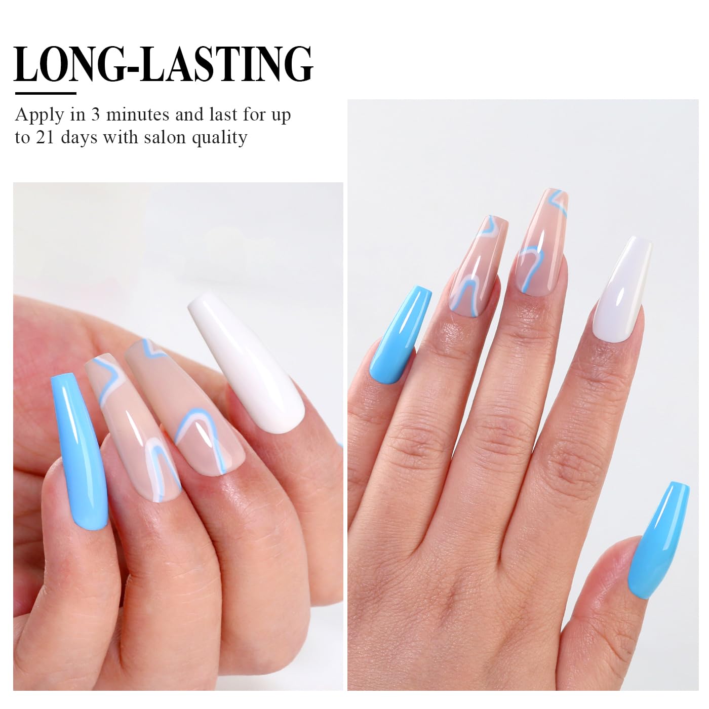 Imtiti Blue Gel Nail Polish, Baby Blue Gel Polish High Gloss Soak Off UV LED Spring Summer Art Manicure Salon DIY Design 10ML