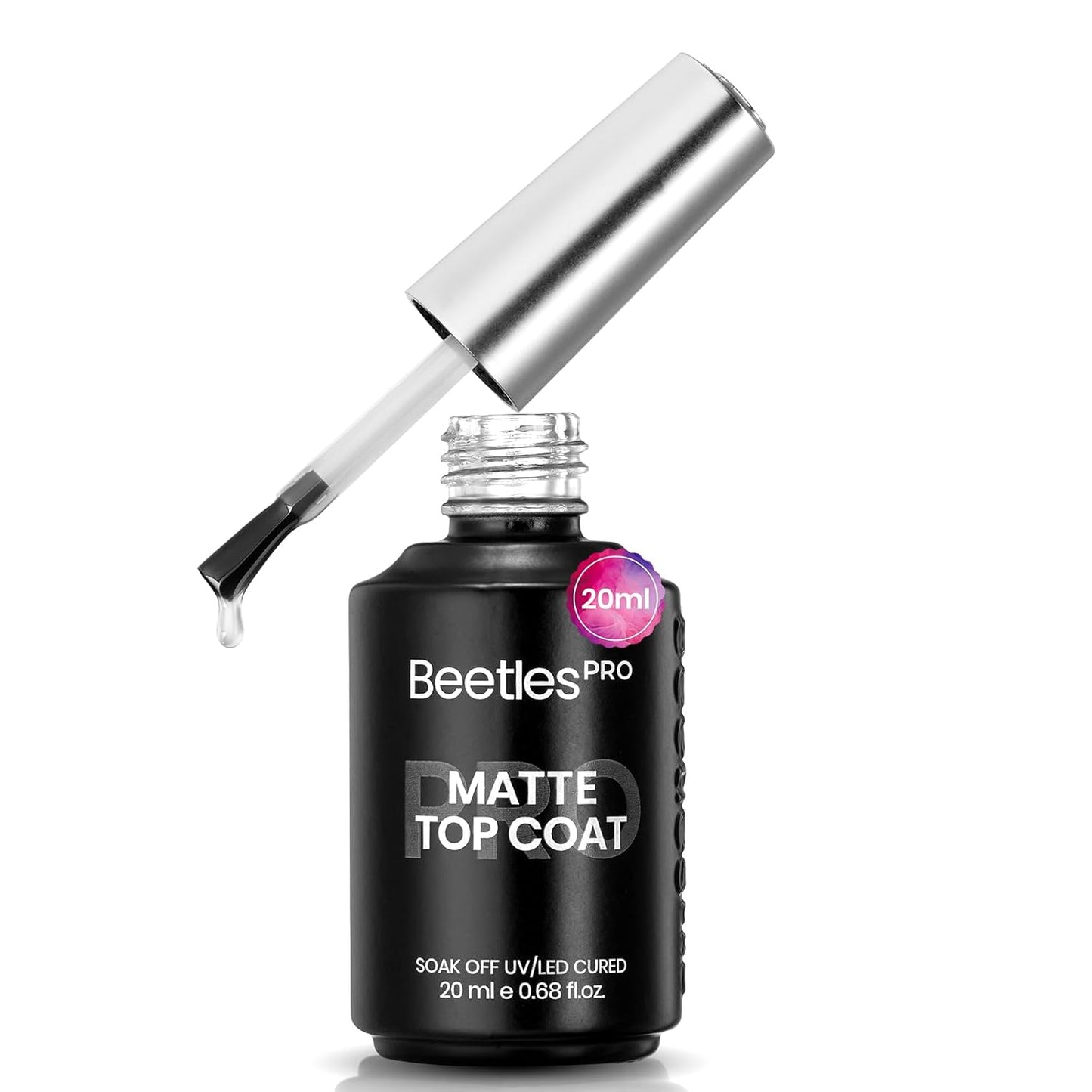 Beetles Pro Matte Top Coat Gel Nail Polish, 20ml 1 Pcs Matte Gel Top coat for Watercolor, Chrome & Patting Velvet Matte Finish Non-Wipe Powder-Resist Professional Salon Manicure