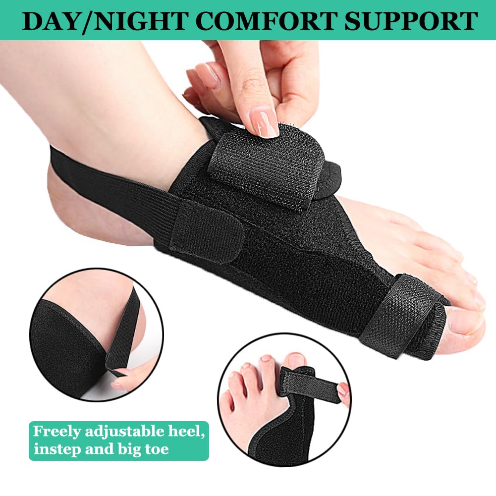 Bunion Toe Corrector Splint for Women & Men, Adjustable Bunion Straightener for Pain Relief, Big Toe Orthopedic Separator for Hallux Valgus, Hammer Toe, Day/Night Support (Left Foot)