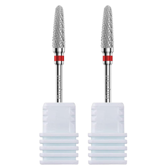 3/32" 2PCS Clean Cone Bits Fine Grit Carbide Cuticle Cleaner Bit for Electric Nail Drills – Professional Manicure Tool for Nail Salons and Home Use (F Grit. Silver)