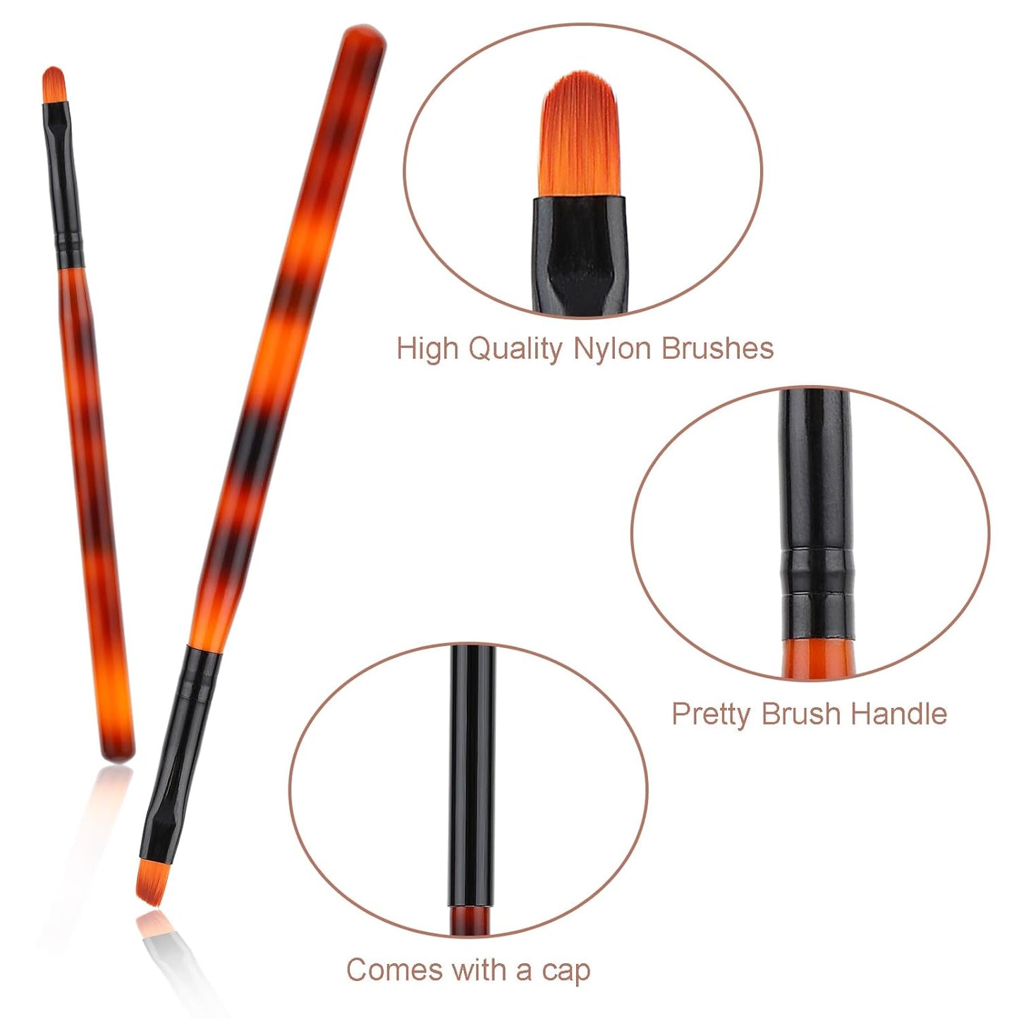cobee Nail Art Clean Up Brushes, 2 Pcs Nail Polish Remover Brush Nail Polish Cleaning Brush Professional Nail Art Painting Pen Nail Design Tool for Manicure Mistake Cleaning (Round, Angled)