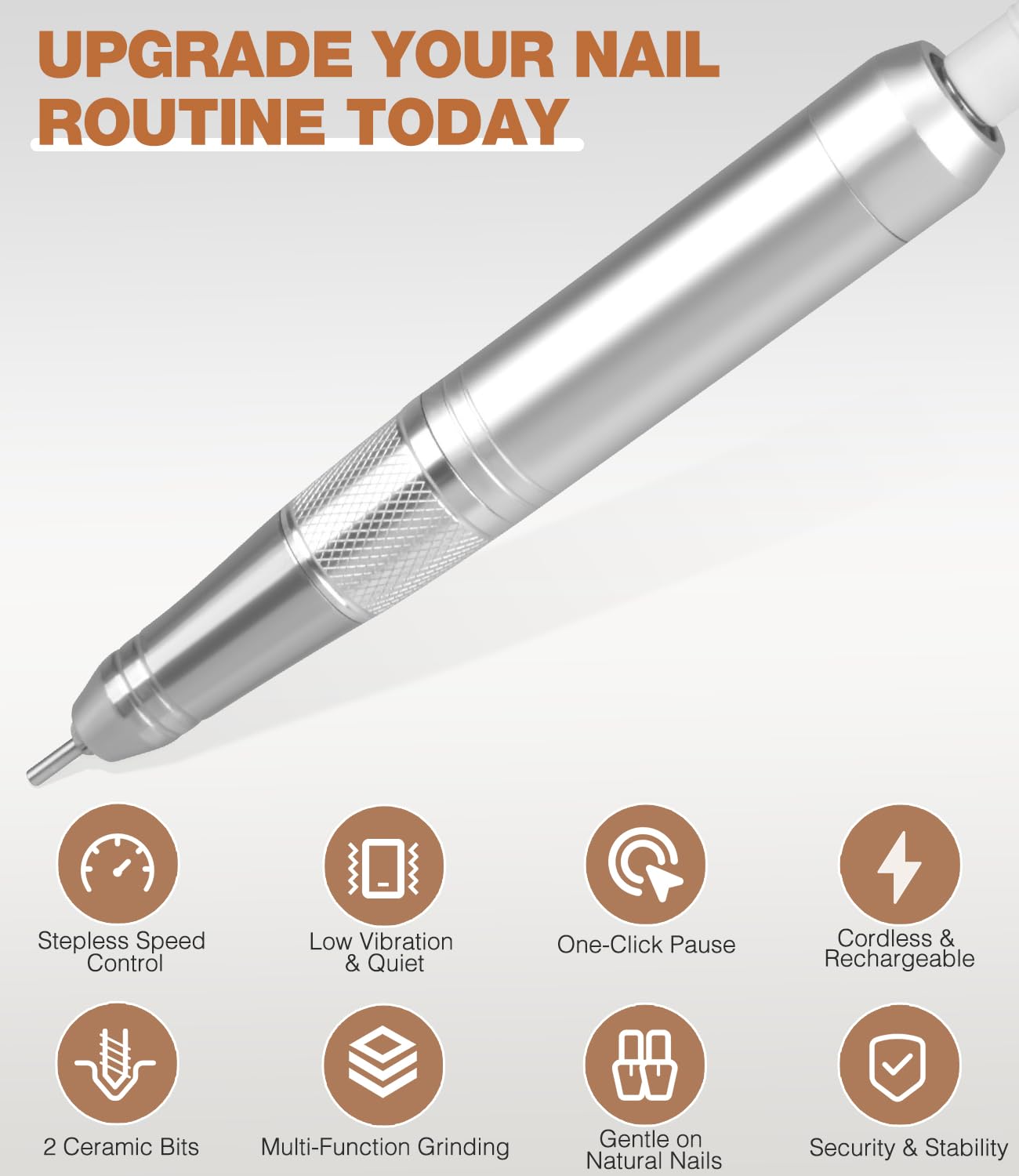 Professional Nail Drill Machine, AZ GOGO 40000RPM Rechargeable Electric Portable Nail Drill for Acrylic Gel Nails, Powerful Pro Efile Coreless Motor Quieter, High Efficiency for Salon or Home DIY