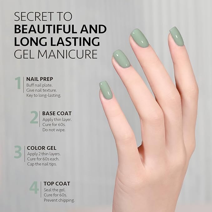GAOY Green Gel Nail Polish, 16ml Soak Off Gel Polish, UV Light Cure for Nail Art DIY Manicure at Home, 2010 Muted Green
