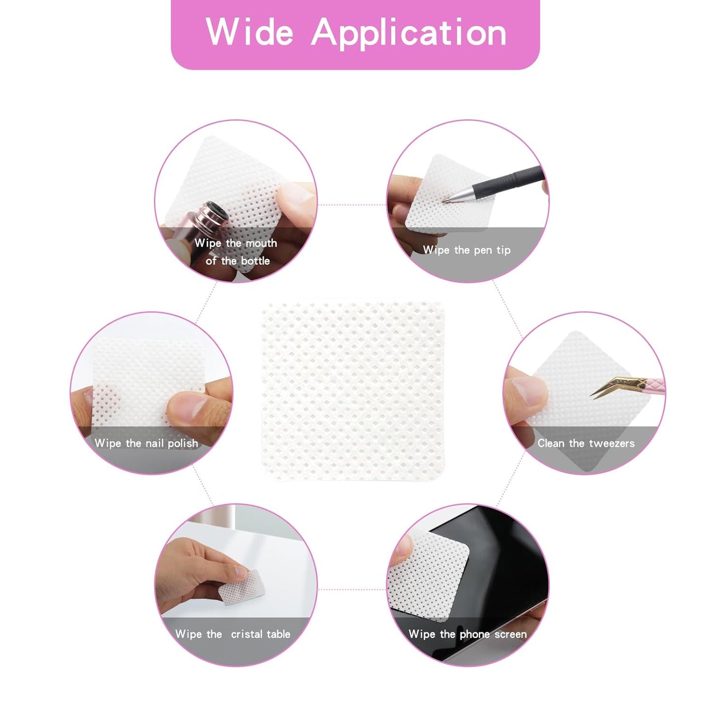 800 Pcs Lint Free Nail Wipes Eyelash Extension Glue Wipes Cleaning Pads - Perfect for Tweezers and Glue Bottle Nozzle - Ideal for Lash Extension Supplies(White)
