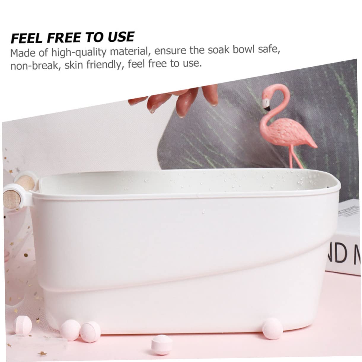 Full Hand Soak Bowl Manicure Spa Bowl Nail Soak Container Non-breakable Plastic Wooden Hand Rest