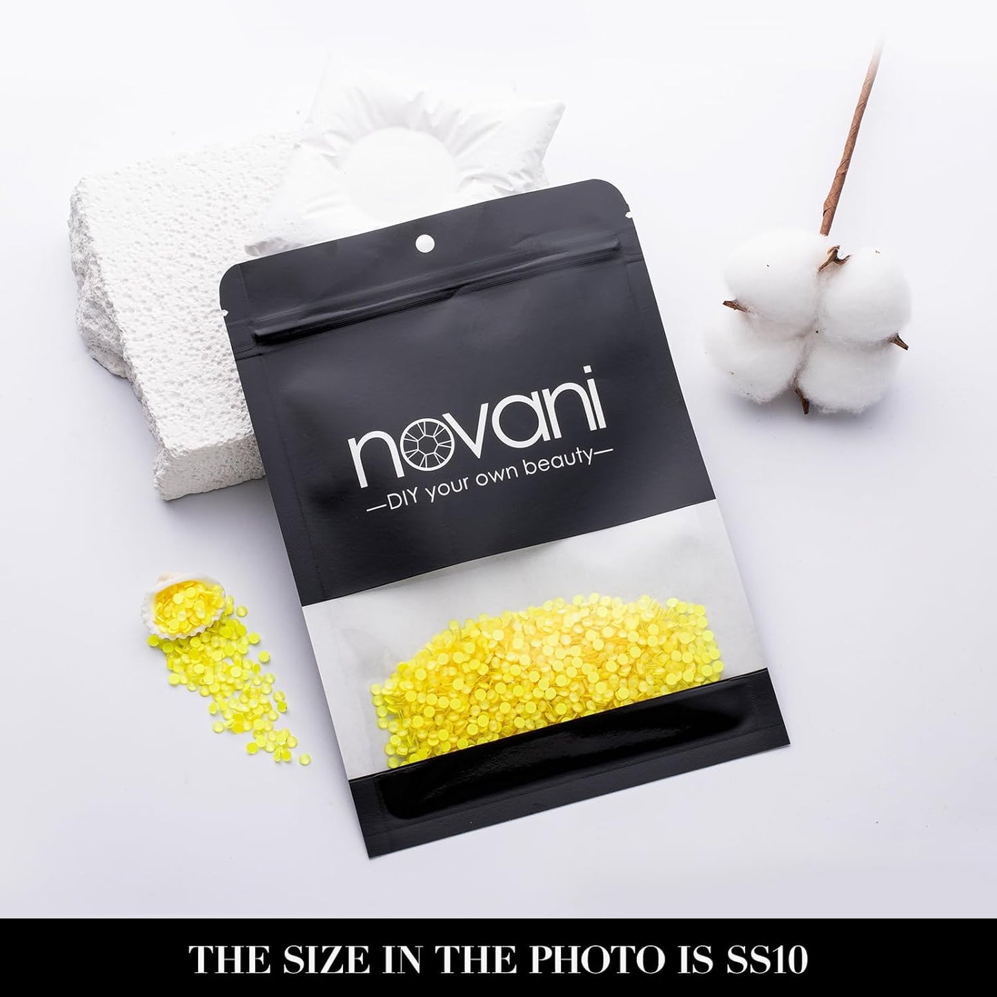 Novani 3000 Pieces Flatback Rhinestones Glass Round Gems Neon-Yellow Crystals for Nail Art DIY Crafts Clothes Shoes,SS10,2.7-2.9mm