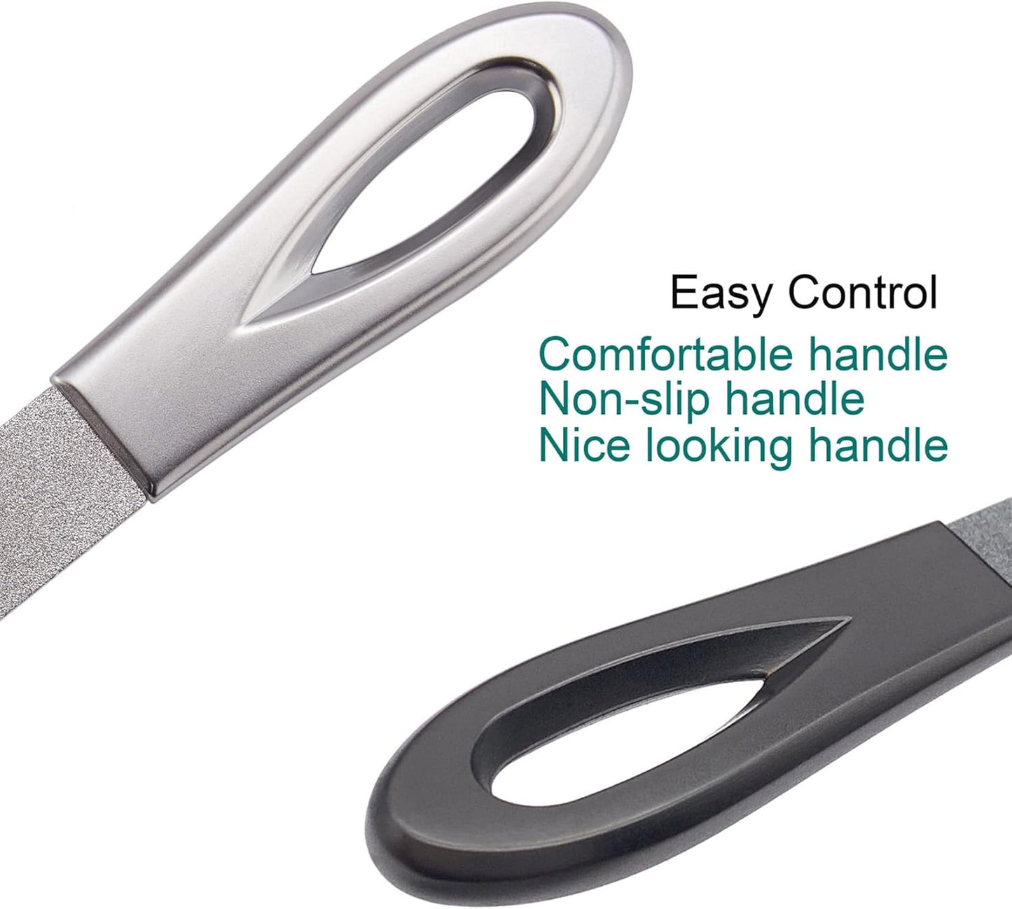 Toenail File for Thick Toenails, 3.6 Inch Stainless Steel Diamond Metal Finger Nail Files for Men and Women, Comes with Glass Polisher Set