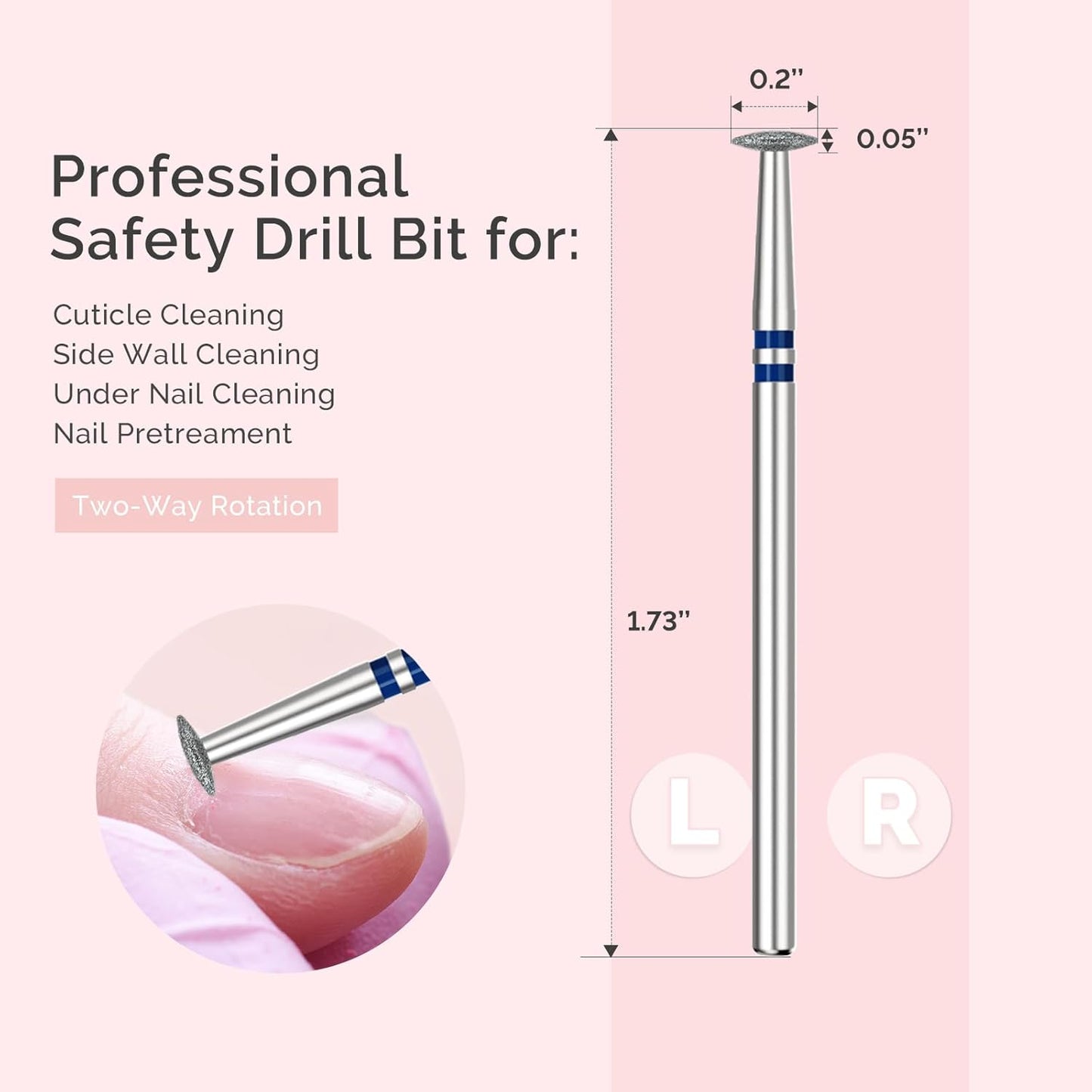 MelodySusie 5mm Umbrella Shape Cuticle Clean Nail Drill Bit 3/32'', Professional Safety Carbide Diamond Under Nail Cleaner for Cuticle Dead Skin Nail Prepare, Beginners Bits, Series Bit-S, Medium