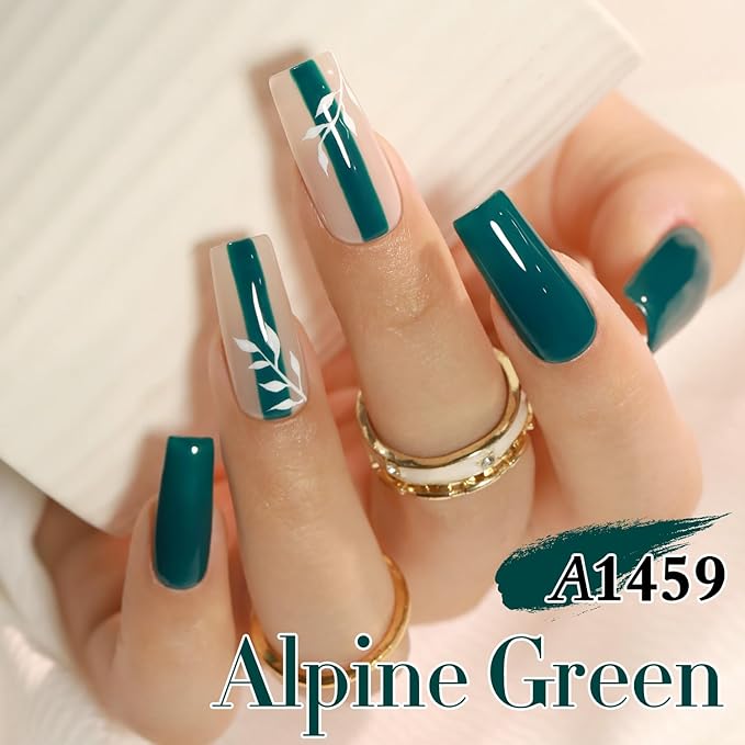 Double Rhythm 0.50 OZ Gel Polish Hema Free Same Color Same Bottle Golden Round Translucent Neutral Natural Milky 15 ML Jelly UV Polish Art DIY at Home (Lake Green-C1459)