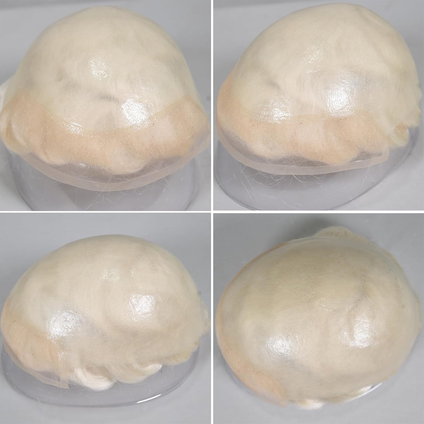 Human Hair Toupee for Men 10x8 Inch,European Human Hair Lace Front Natural Hairline Hair Pieces with 0.06mm Thin Skin PU V-looped Men's Hair Replacement System (#60R White color,100% human hair)