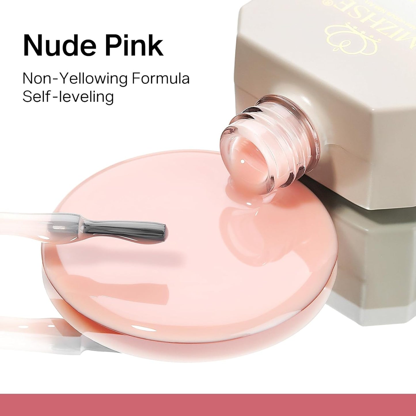MIZHSE Builder Nail Gel, 8-in-1 Jelly Pink Nude Builder Nail Gel Strengthener Gel Thickening Extension Rhinestone Glue in a Bottle for DIY Salon LED & U V Lamp Needed 16mL