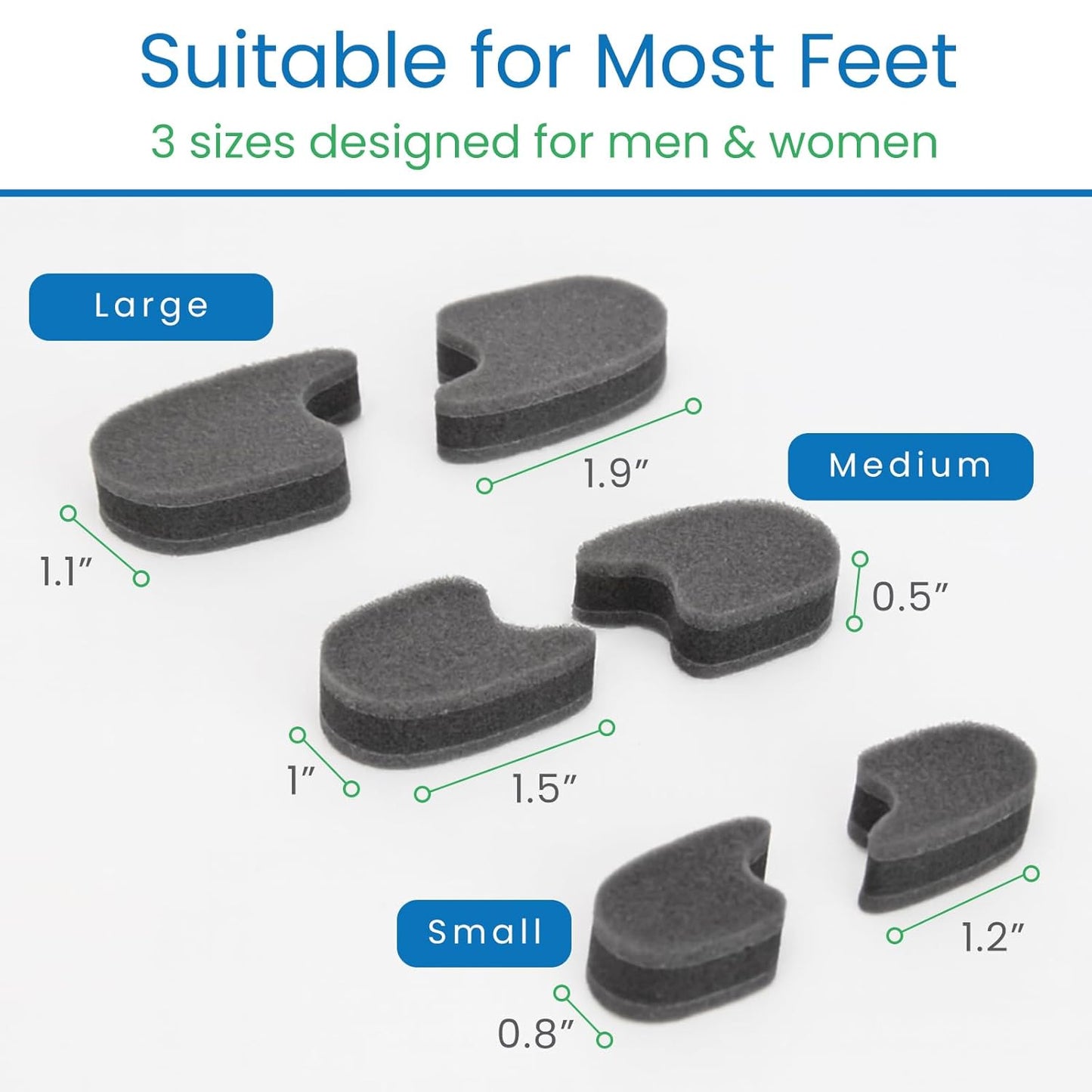 VIVEsole Foam Toe Separators for Women & Men (20 Pack) - Spacers for Bunions, Corns, Blisters, Overlapping Toes & Hammer Toe Pain Relief - Cushion Pads Prevent Friction & Reduce Pressure