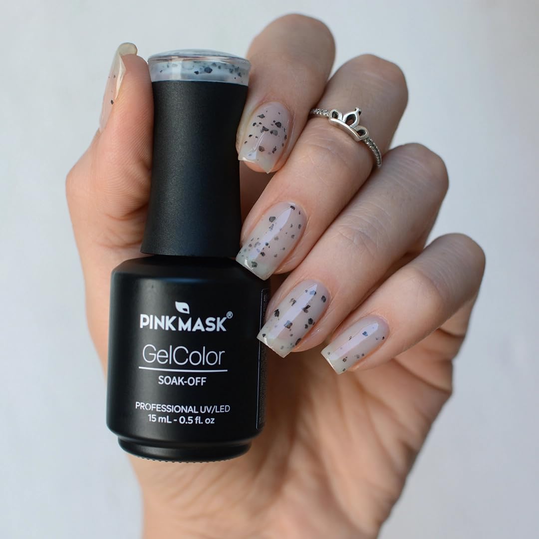 PINK MASK Gel Color Nail Polish Freckles - Cruella Col. 15ml / o.5 oz - UV/LED Gel Polish, Non Wipe, Long Lasting, Soak Off Formula