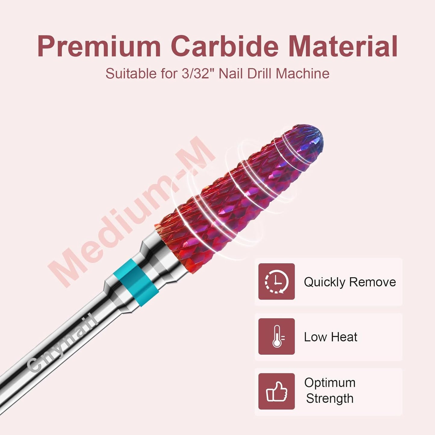 3/32" 2PCS Clean Cone Bits Medium Grit Carbide Cuticle Cleaner Bit for Electric Nail Drills – Professional Manicure Tool for Nail Salons and Home Use (M Grit. Purple)