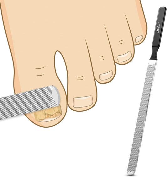 BALUCA Professional Stainless Steel Long Nail File for Thick Nails, Metal Fingernail Toenail File for Women, 4.72-Inch Filing Surface, Durable and Efficient Nail Care Tool (Black, 1, Count, Coarse)
