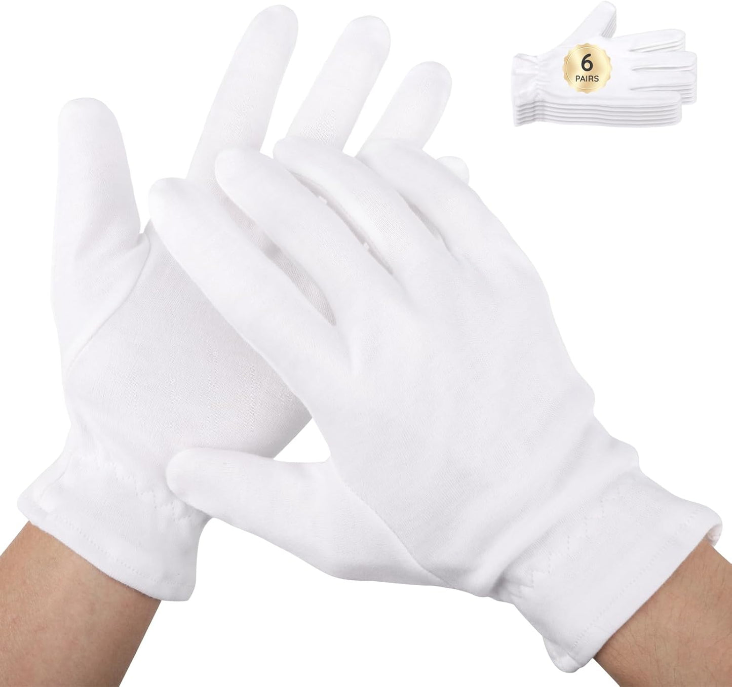 Segbeauty 12 Counts Moisturizing Hand Gloves with Elastic Band, Extra Large Lotion Gloves Overnight for Women, 6 Pairs Moisture Sleeping Gloves for Dry Hands, Thick Cotton Work Gloves for Art Handling