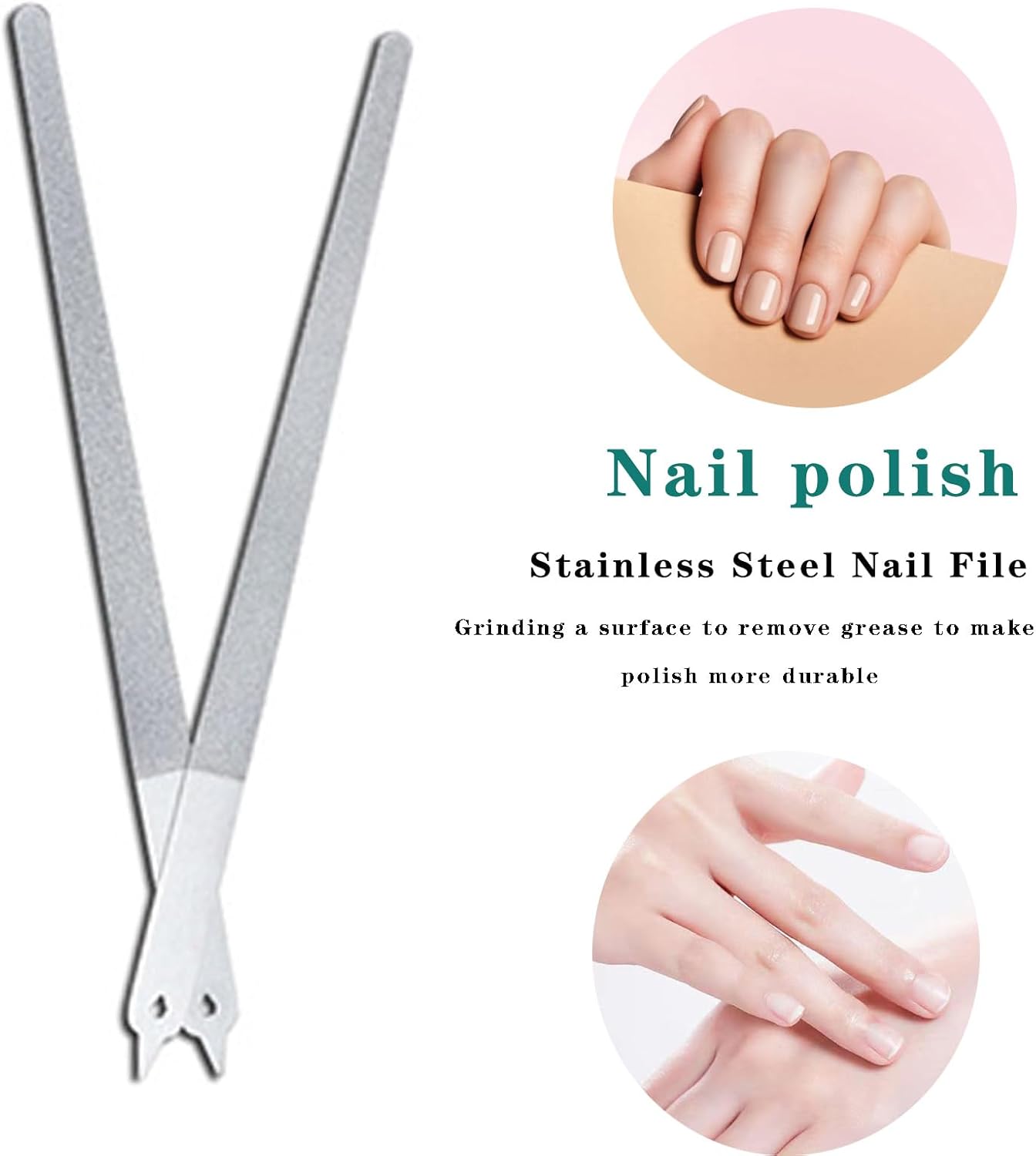 Diamond Dust Nail File - Stainless Steel Nail Dresser Nail Buffering Files - 2PC 6inch