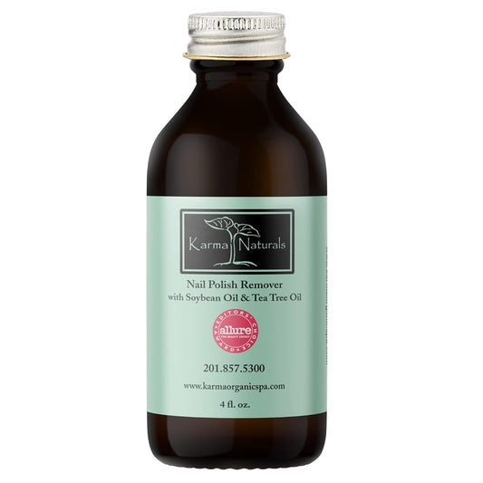 Karma Organic Nail Polish Remover with Soybean Oil and Tea Tree Oil- Non Toxic, Vegan, Cruelty Free, Acetone Free – Nails Strengthener for Fingernails – 4 fl. Oz