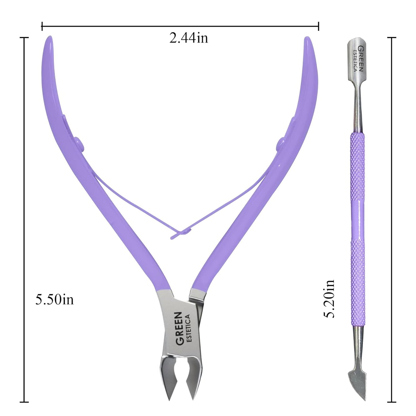 Professional Cuticle Trimmer with Cuticle Pusher Nail Cuticle Remover Nipper Silver Stainless Steel Sharp Blades Manicure Tools with Double Spring Nail Care Pedicure Nail Tools Home Spa (Purple)