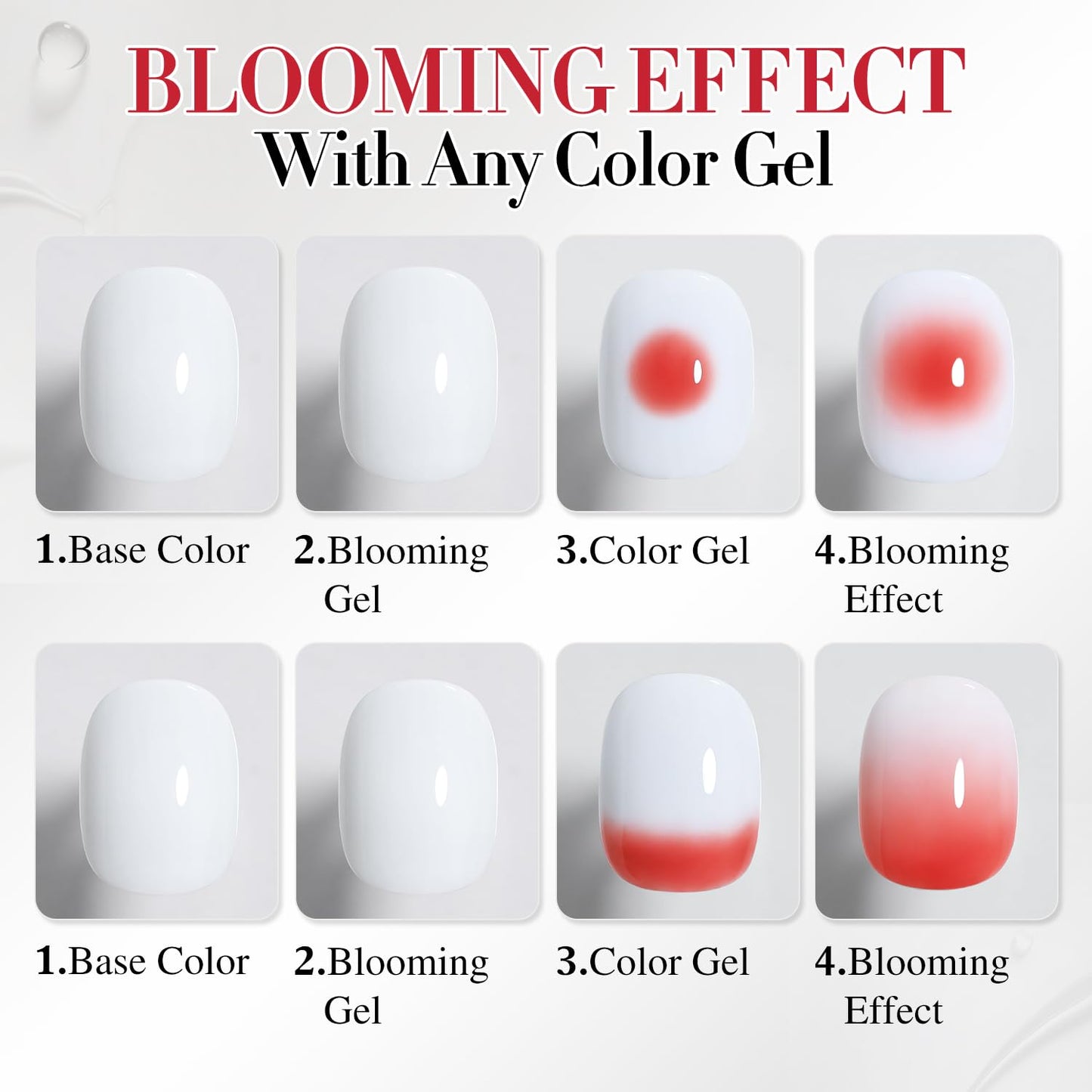 Double Rhythm 2 Pcs 0.5 Oz Blooming Gel Nail Polish Set 15 ml Spreading Effects Clear Gel Nail Polish Kit Nail Art Salon DIY (Bloom Clear)